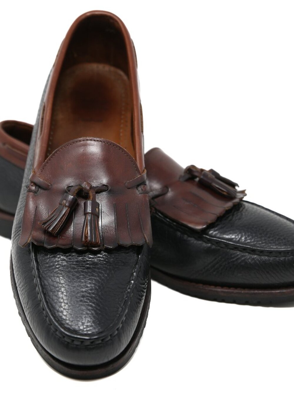 Allen Edmonds Nashua Men’s Kiltie Tassel Loafers Black Brown Leather Size 14 C